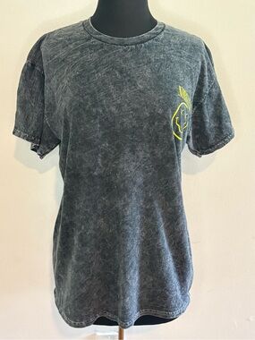 NIRVANA Black Grey Marble Tee with Yellow Logo L